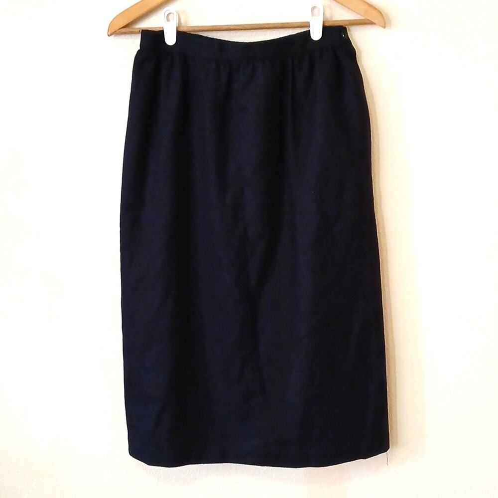 Vintage Alfred Dunner navy blue lined wool skirt